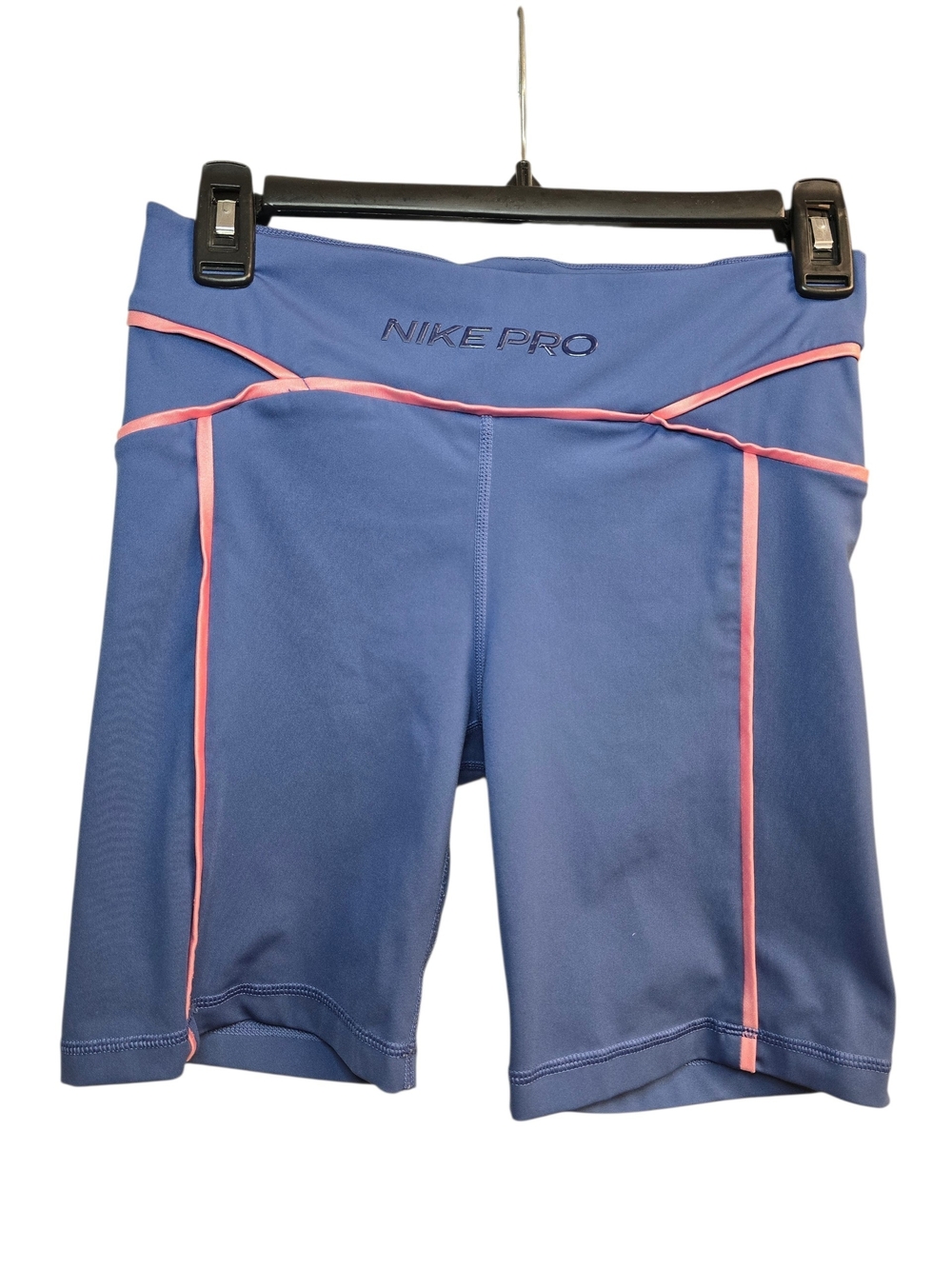 Nike Pro Blue Bike Shorts with Pink Trim